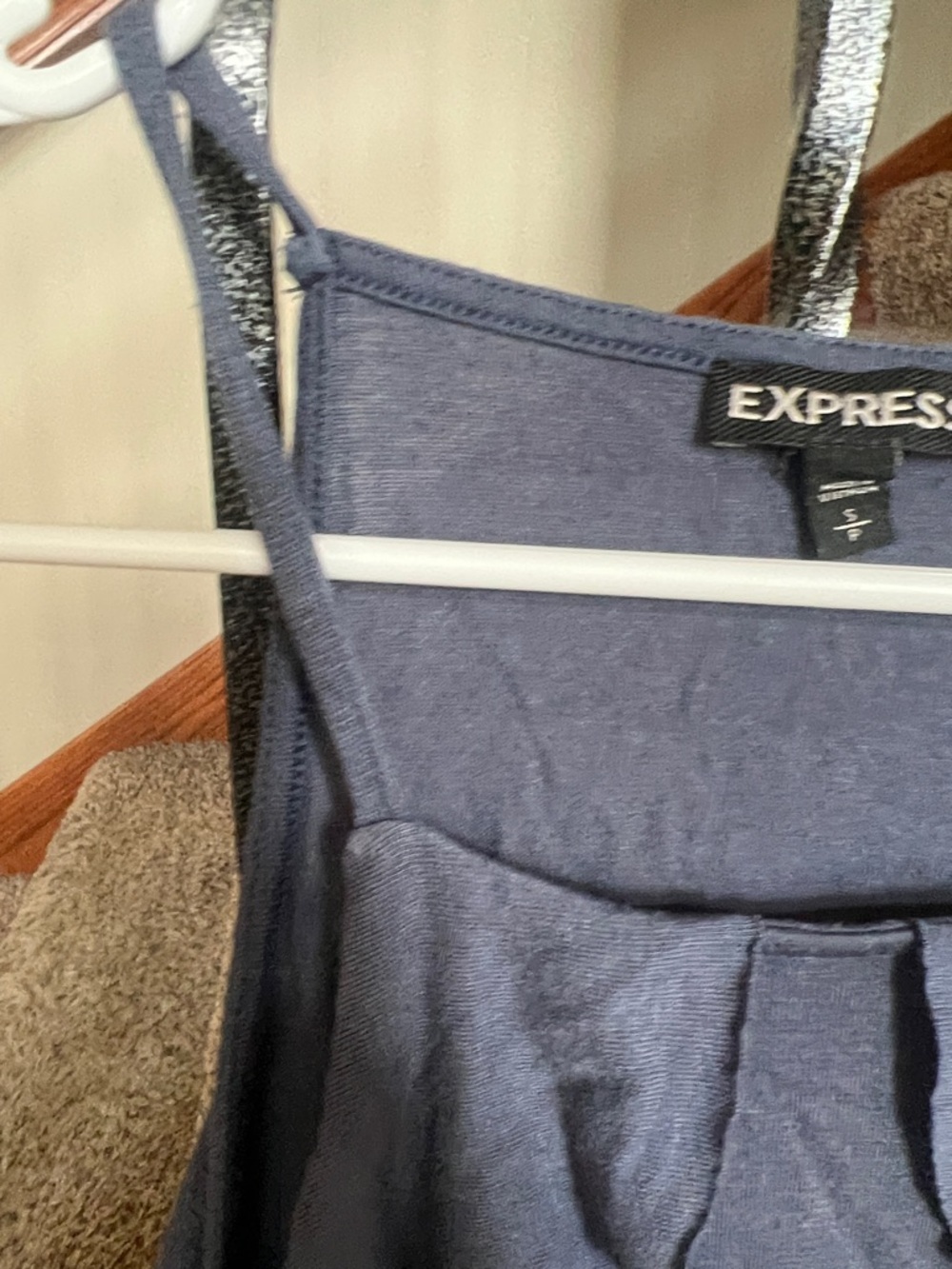 Express Navy Ruffle Spaghetti Strap Tank - Picture 3 of 6